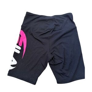 Fila Black Bike Shorts with Pink and White Logo